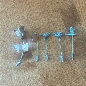 Vintage Giovanni Rose Brooch and 4 other brooches